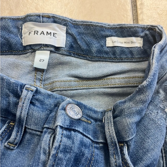 Frame Denim Distressed Le Crop Mini Boot Blue Jeans Size 27 - Picture 10 of 10